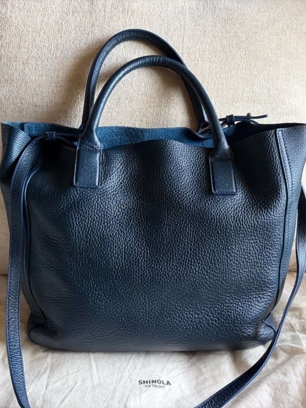 Shinola Navy Leather Crossbody Bag VGUC